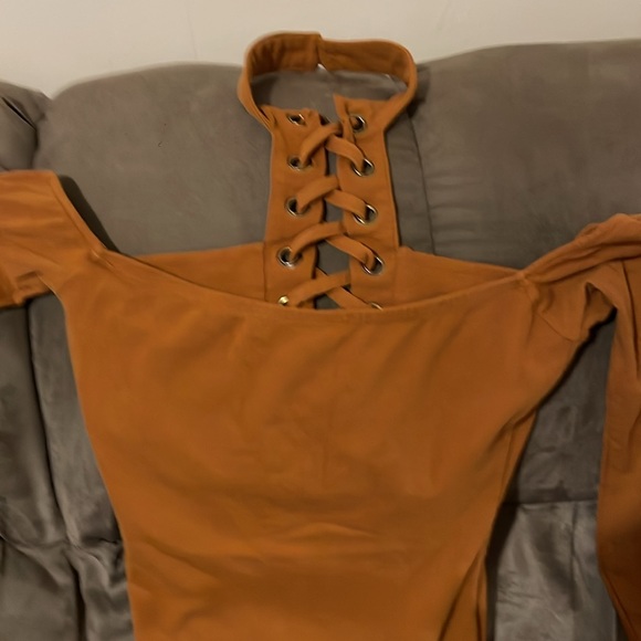 Womens mustard brown dress size Large - Picture 3 of 6